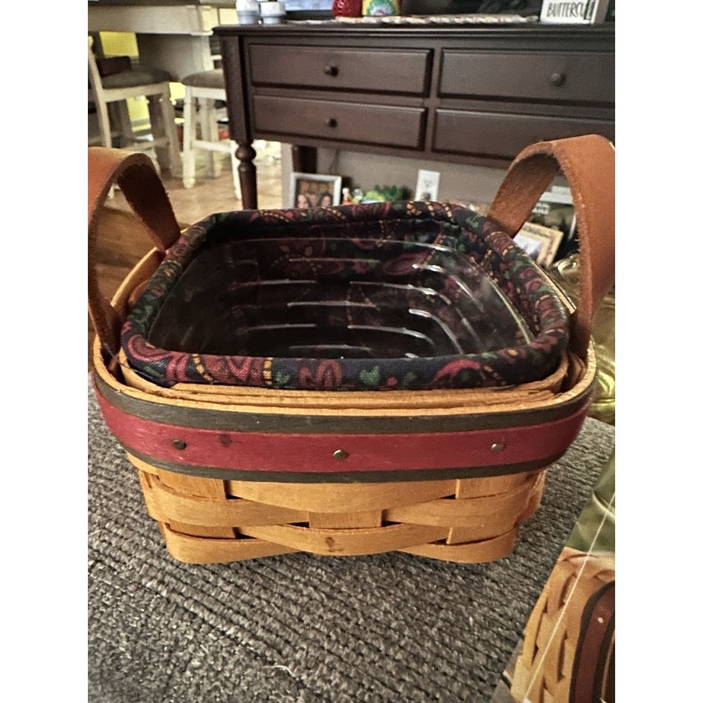 Longaberger American Craft Traditions Basket Lining and‎ Plastic Protector Set